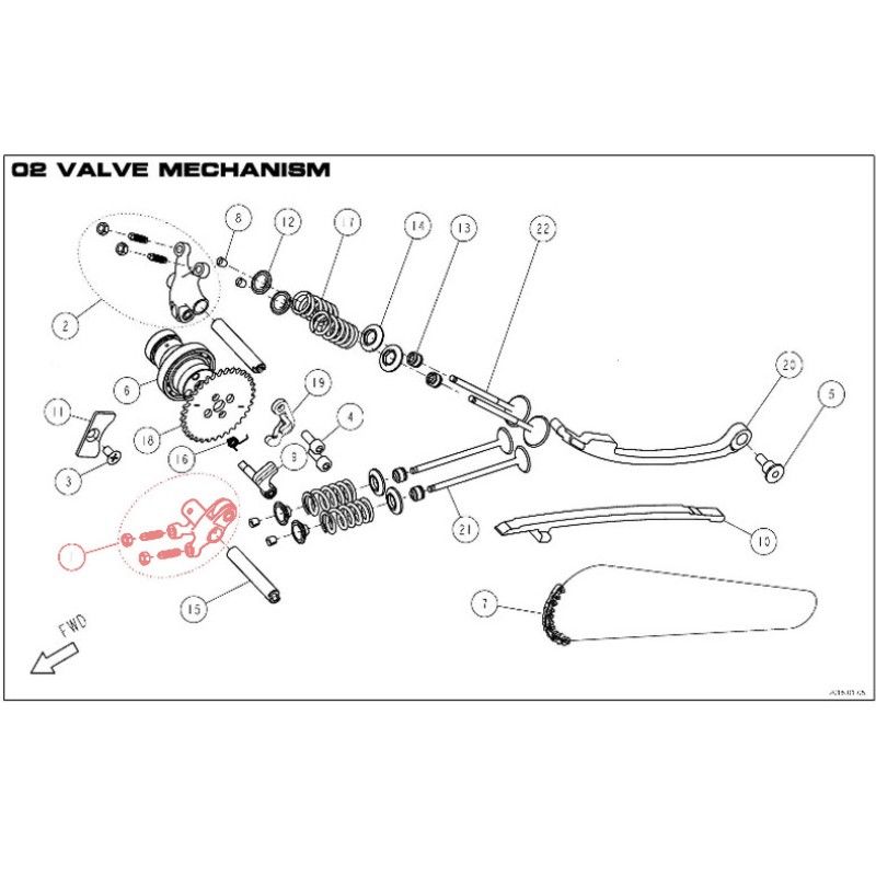 Culbuteur de soupape d'échappement pour moteur DAYTONA 190 - 86481