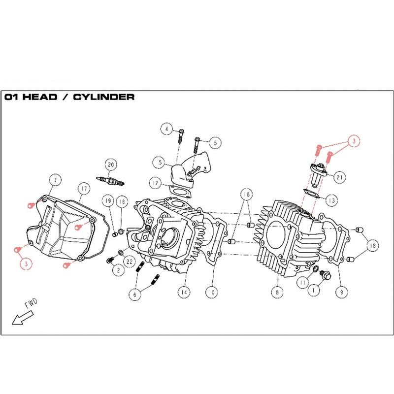 Vis à embase M6 x 18 pour cache-culasse et tendeur de chaîne DAYTONA 190 - 86468