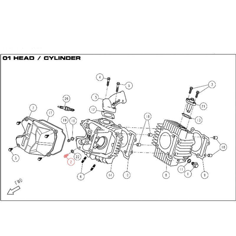 Vis M6 x 22 Pour culasse DAYTONA 190 - 85877