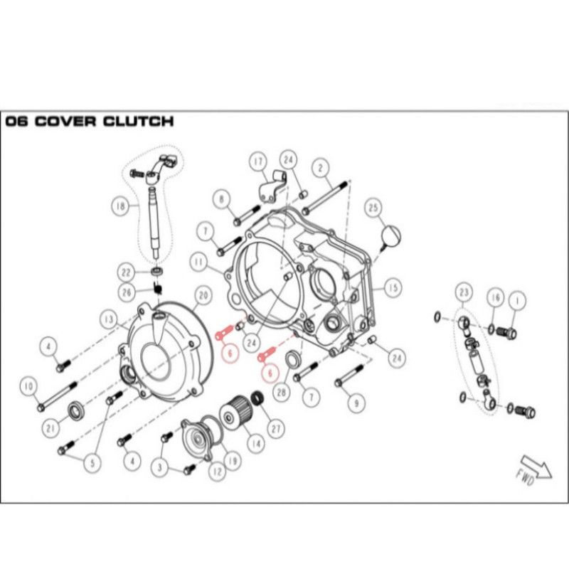 Vis à embase M6 x 30 pour collecteur et carter d'embrayage DAYTONA 190 - 86471