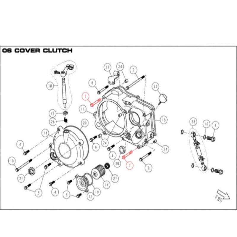 Vis à embase M6 x 50 pour carter d'embrayage DAYTONA 190 - 86473