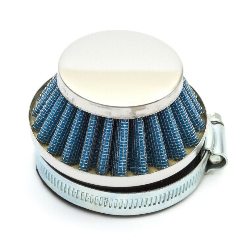 Filtre à air Racing pour carburateurs 12 mm avec raccord réducteur 34mm – Argent