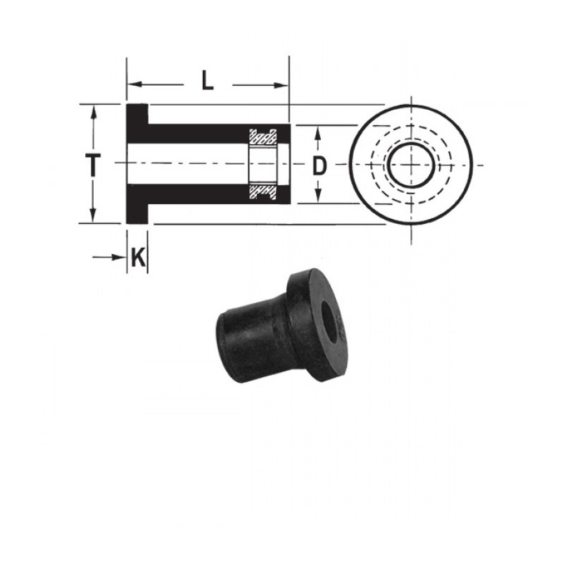 Inserts filetés spéciaux - Néoprène / Laiton M5 Épaisseur 0.4 - 4.9 Diamètre 9.8 - 85RN515 - Pour carénages MiniGP