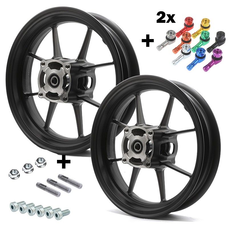 Kit jantes 4 trous (2.50 / 3.00) Pitbike Motard 12" VMC Superlight