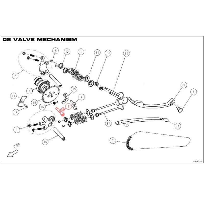 Arbre et masselotte de décompresseur DAYTONA 190cc Vers. 3 - 89681