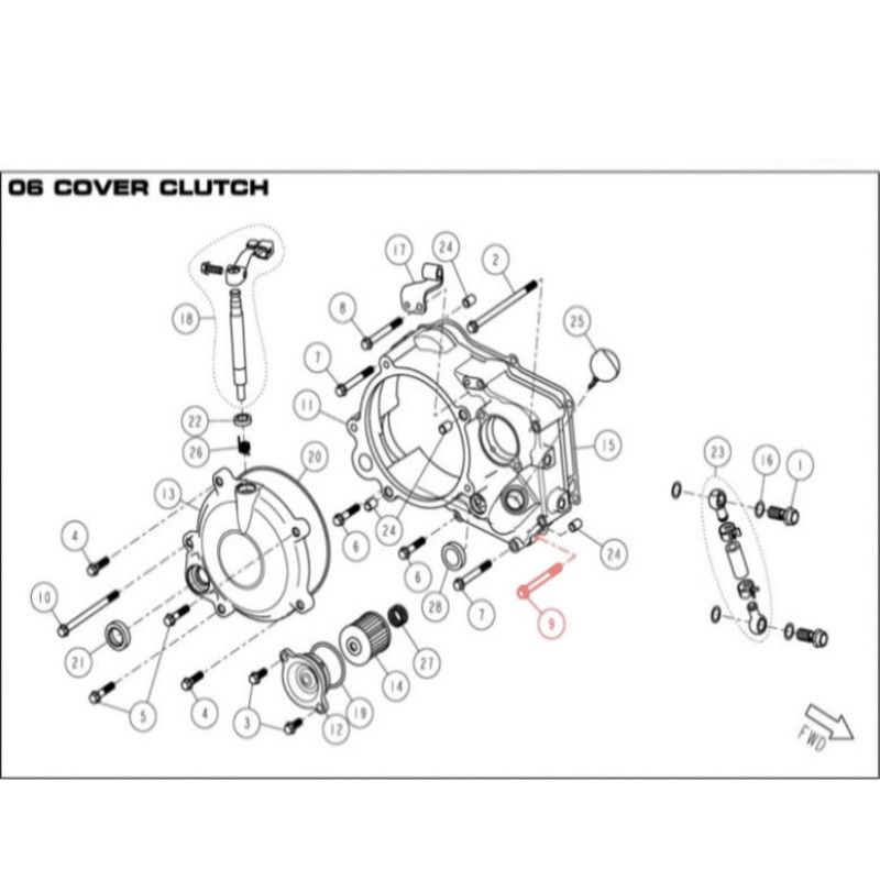 Vis à embase M6 x 60 pour carter d'embrayage DAYTONA 190 - 83759