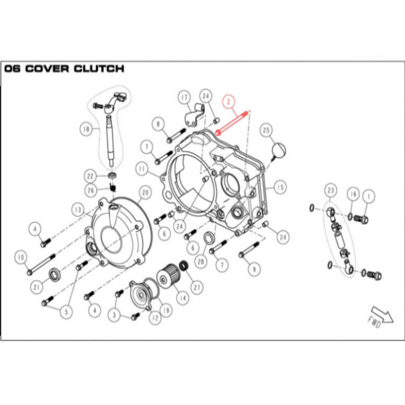 Vis à embase M6 x 65 carter moteur DAYTONA 190 - 83761