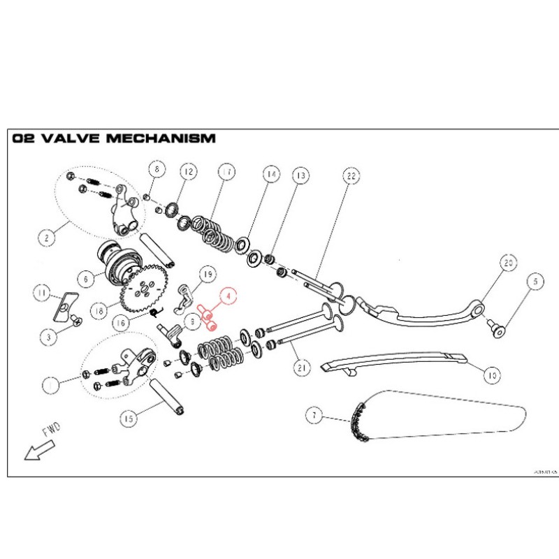 Vis M6 x 16 pour arrêt de décompresseur DAYTONA 190 - 86883