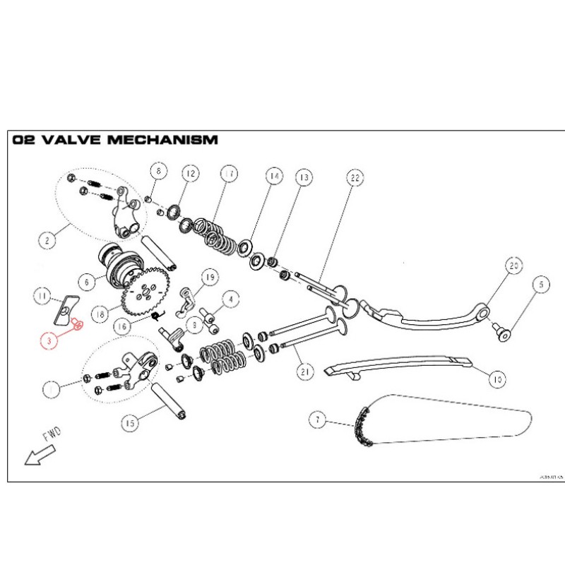 Vis fraisée cruciforme M6 x 9 pour arbre à cames DAYTONA 190 - 86460