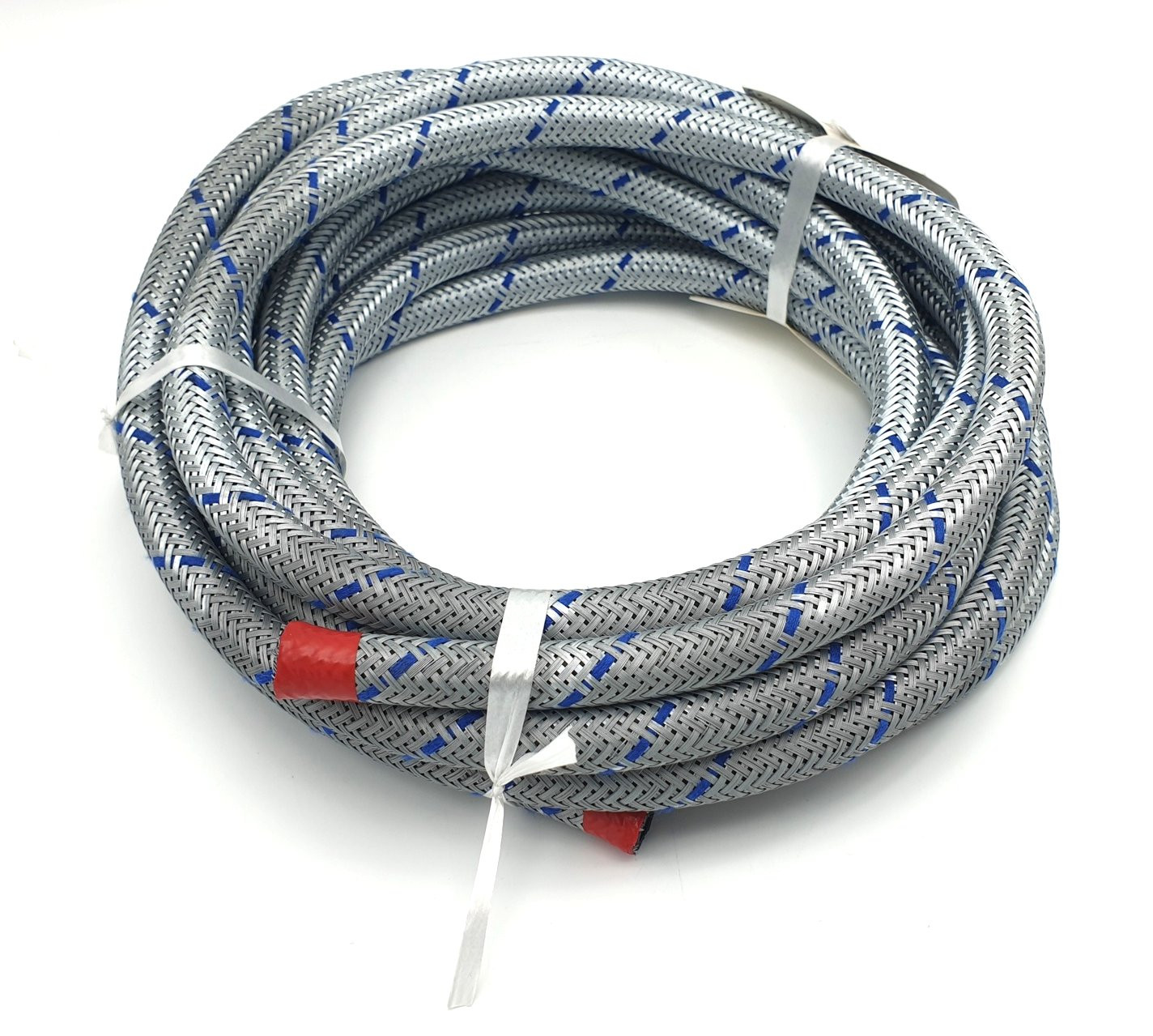 5m Durite Essence 6 x10,5mm - Metal Tressé Galvanisé et Fil Bleu