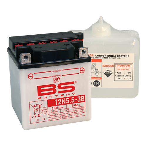 Batterie 12N5.5A-3B (avec pack acide) BS BATTERY