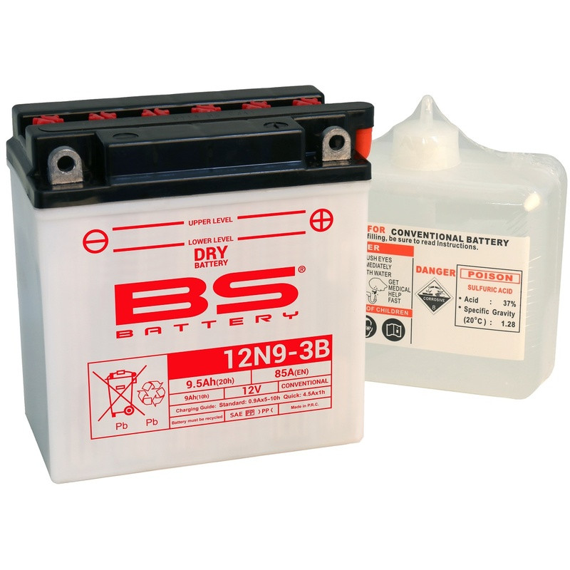 Batterie 12N9-3B (avec pack acide) BS BATTERY