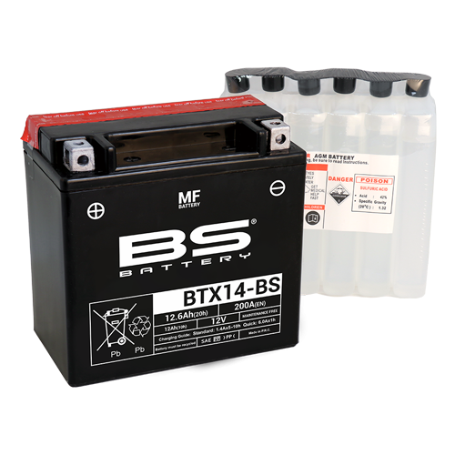 Batterie BTX14-BS (avec pack acide) BS BATTERY