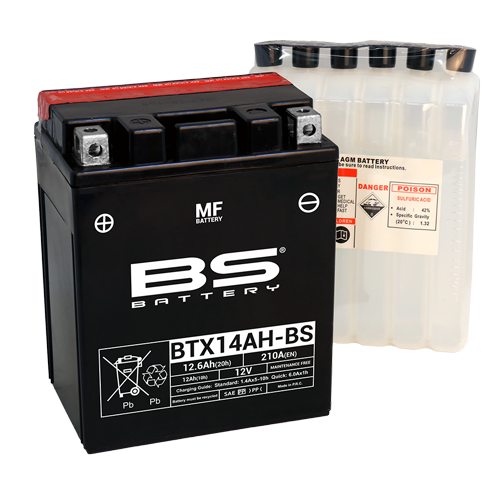 Batterie BTX14AH-BS (avec pack acide) BS BATTERY