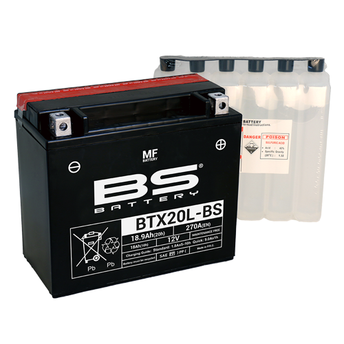 Batterie BTX20L-BS (avec pack acide) BS BATTERY