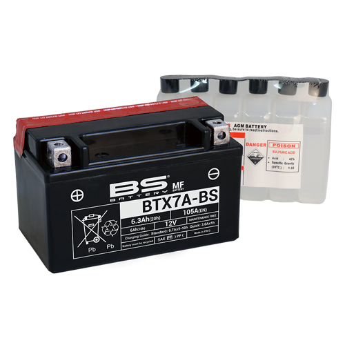 Batterie BTX7A-BS (avec pack acide) BS BATTERY