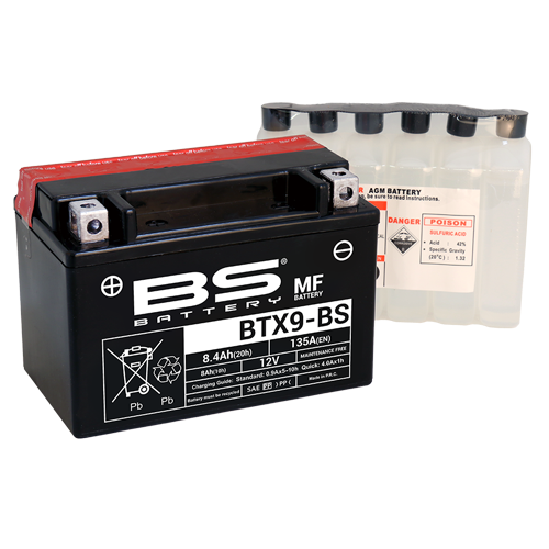 Batterie BTX9-BS (avec pack acide) BS BATTERY