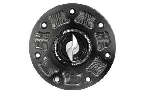Bouchon de Réservoir de Carburant ARGENT KAWASAKI Accossato - Avec Fermeture Rapide - En Aluminium Usiné CNC