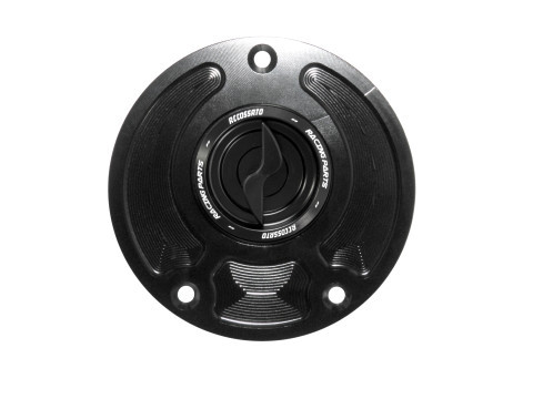 Bouchon de Réservoir de Carburant NOIR KAWASAKI Accossato - Avec Fermeture Rapide - En Aluminium Usiné CNC