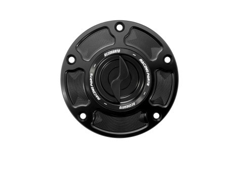 Bouchon de Réservoir de Carburant NOIR APRILIA Accossato - Avec Fermeture Rapide - En Aluminium Usiné CNC
