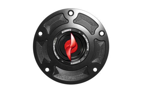 Bouchon de Réservoir de Carburant ROUGE DUCATI Accossato - Avec Fermeture Rapide - En Aluminium Usiné CNC