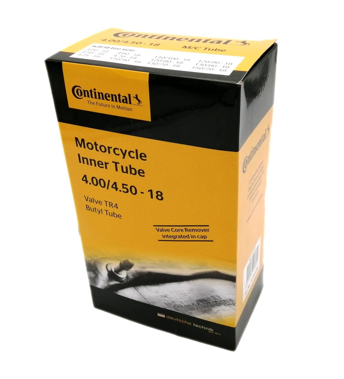CHAMBRE AIR MOTO 18 " 4.00-4.50X18 CONTINENTAL (VALVE TR4 DROITE)