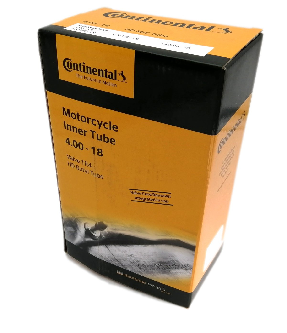 CHAMBRE AIR MOTO 18 " 4.00X18 CONTINENTAL (VALVE TR4 DROITE) HD RENFORCEE 3MM