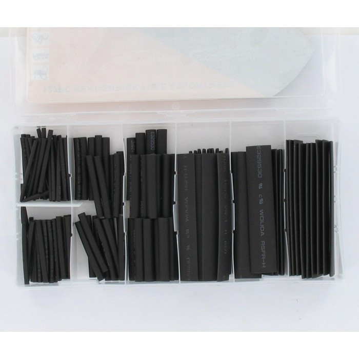Coffret de 127 tubes gaine thermo-rétractables noirs (assortiment)