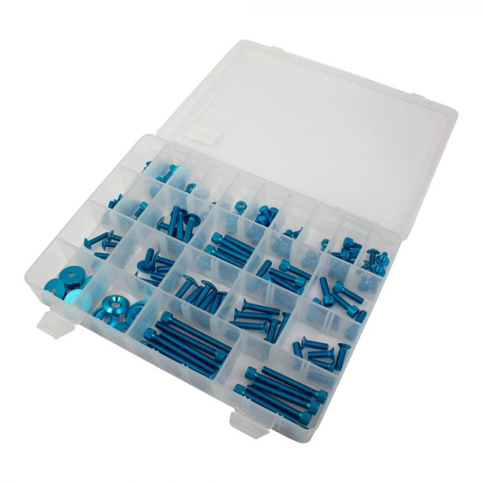Coffret Kit de Vis et Ecrous UNIVERSELS BLEUS BikeTek 150 pièces