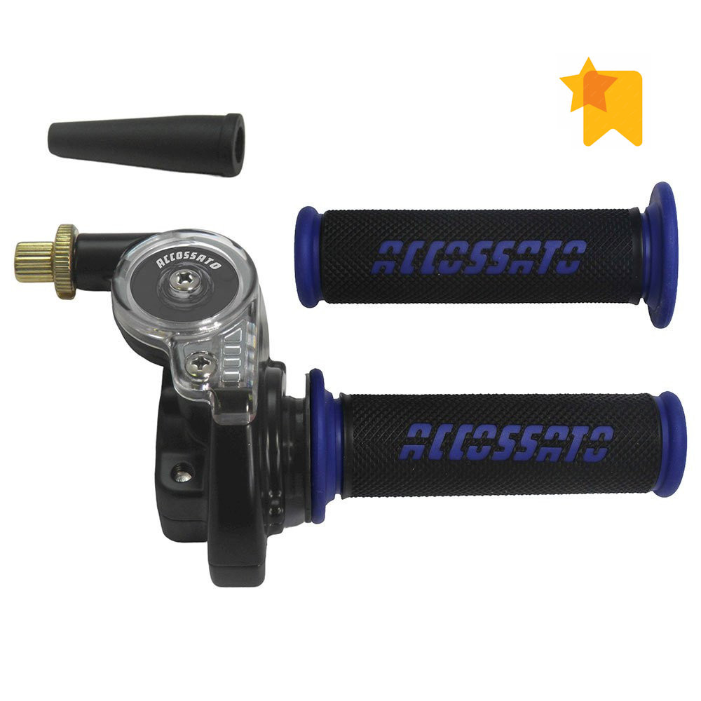 Commande d'accélérateur BLEU à câble unique 2T pour scooters et motos tout-terrain ACCOSSATO – TC010-GR006B