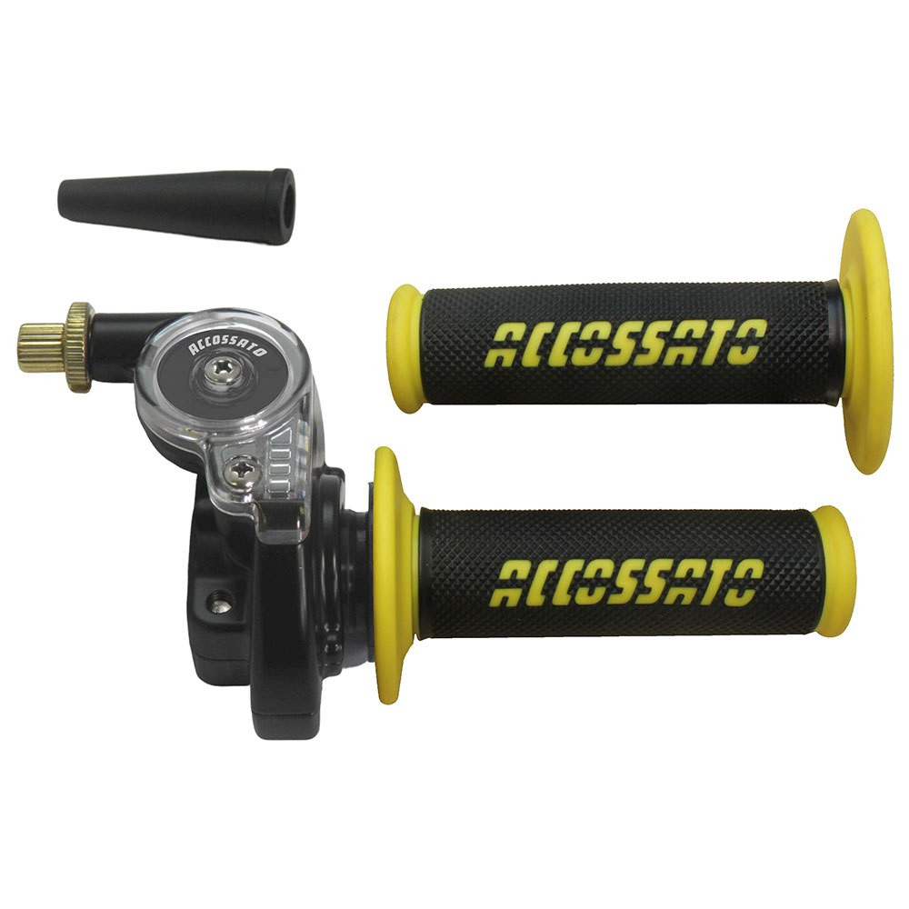 Commande d'accélérateur JAUNE à câble unique 2T pour scooters et motos tout-terrain ACCOSSATO – TC010-GR008Y