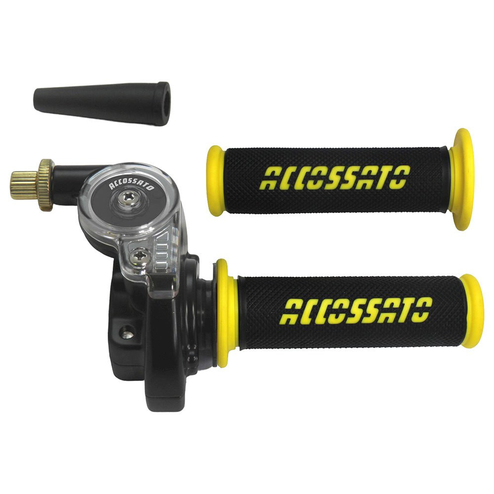 Commande d'accélérateur JAUNE à câble unique 2T pour scooters et motos tout-terrain ACCOSSATO – TC010-GR006Y