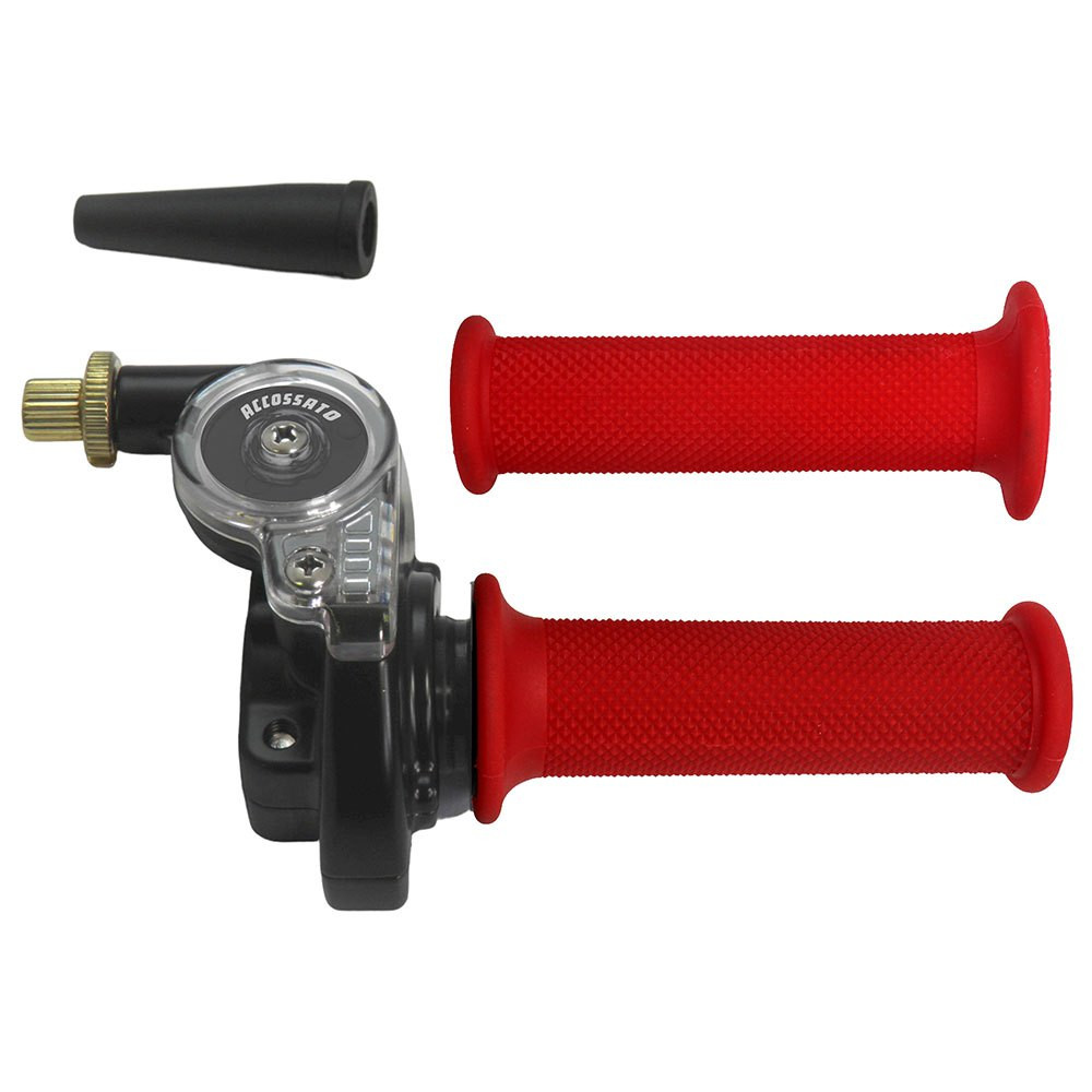 Commande d'accélérateur ROUGE à câble unique 2T pour scooters et motos tout-terrain ACCOSSATO – TC010-GR001R