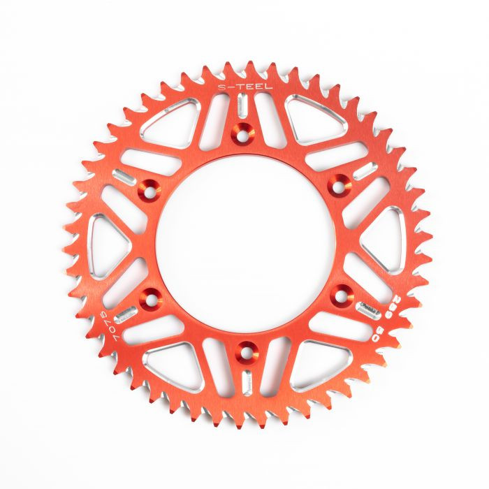 Couronne Alu S-TEEL Anti-Boue Honda Pas 520 Rouge 50 dents