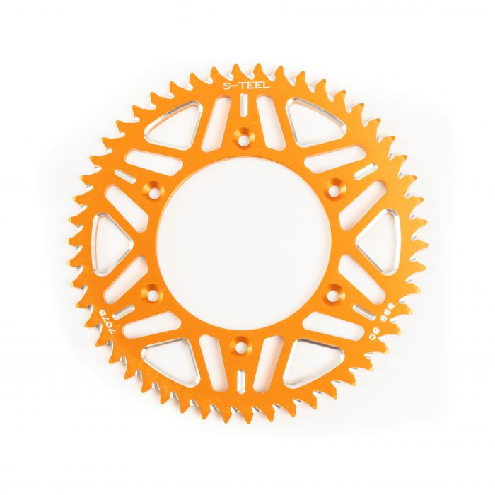 Couronne Alu S-TEEL Anti-Boue KTM/Husaberg Pas 520 Orange 47 dents