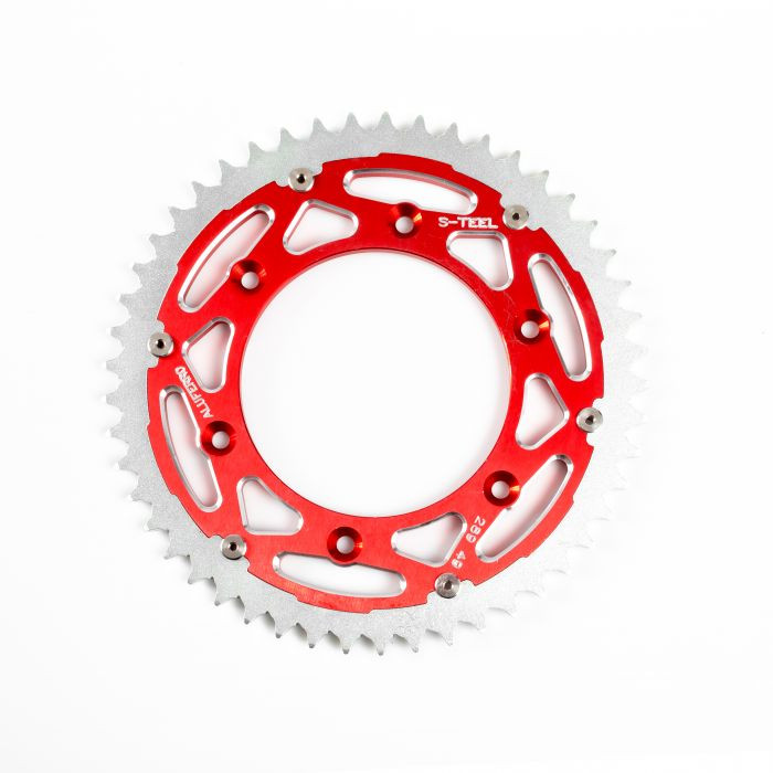 Couronne Bi-Métal S-TEEL Anti-Boue Suzuki Pas 520 Noir/Rouge 52 dents