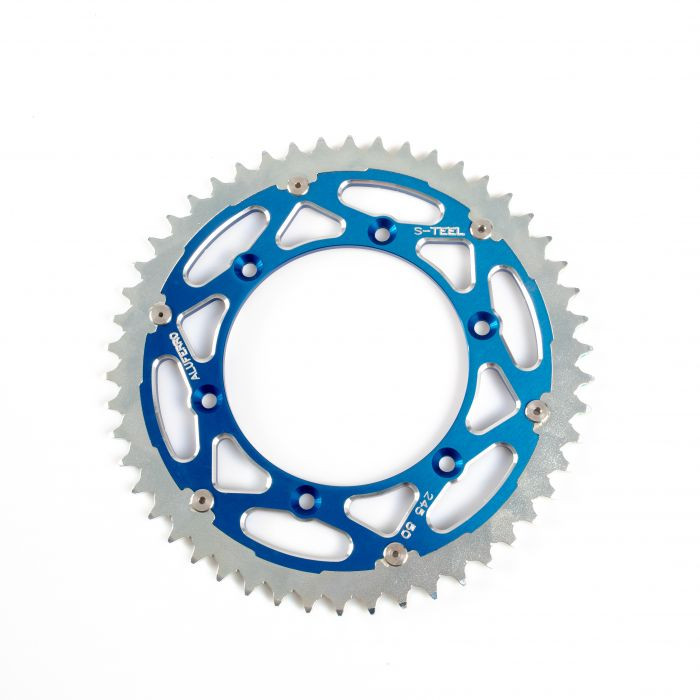 Couronne Bi-Métal S-TEEL Anti-Boue Yamaha Pas 520 Noir/Bleu 51 dents