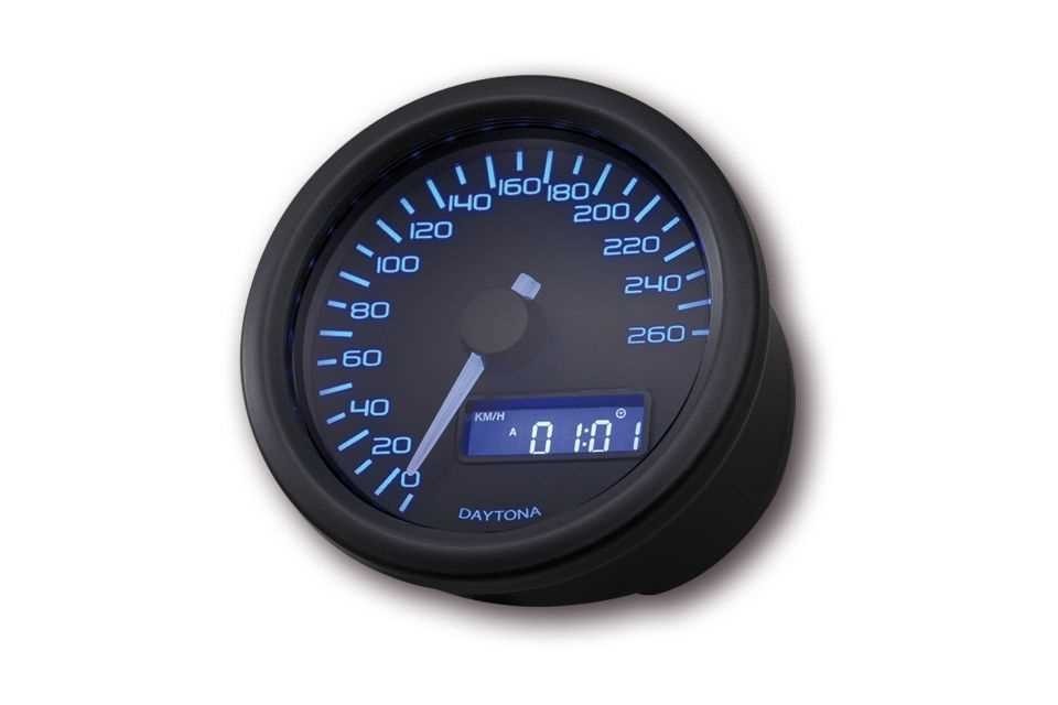 Daytona VELONA 60 Compteur de vitesse noir 260 km / h / MPH. (réf. 18306)