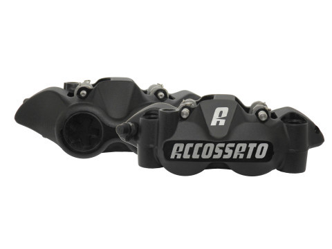 Étriers de frein radial NOIR monobloc forgé (Paire) avec plaquettes Céramiques, entraxe 108 mm, pistons alu ACCOSSATO