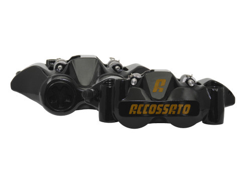 Étriers de frein radial NOIR monobloc forgé (Paire) avec plaquettes Frittées, entraxe 108 mm, pistons alu ACCOSSATO – PZ004VN-ST