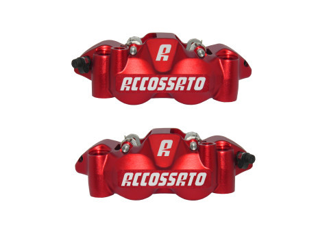 Étriers de frein radial ROUGE monobloc forgé (Paire) avec plaquettes Frittées, entraxe 108 mm, pistons alu ACCOSSATO – PZ004R-ST