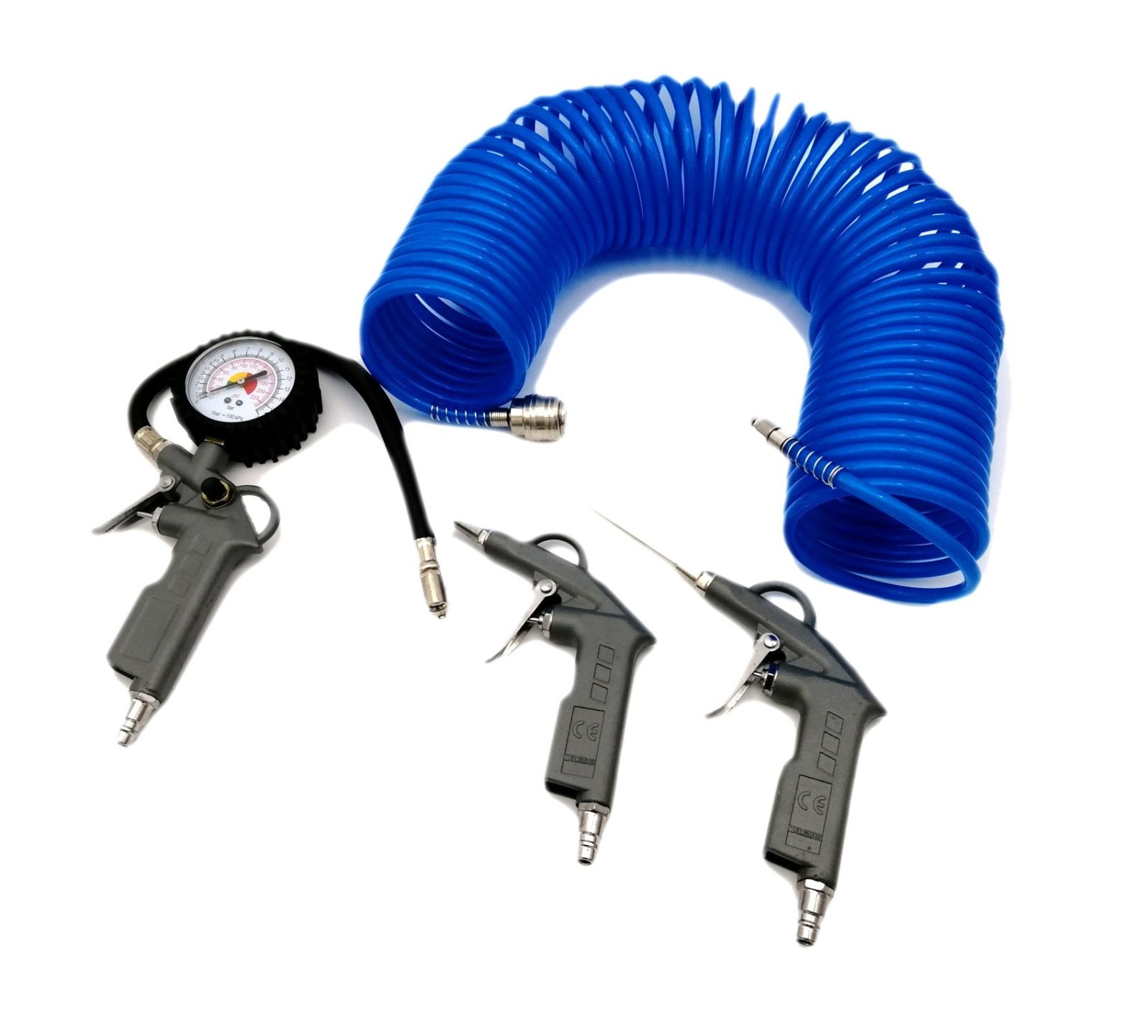 Gonfleur & 2 Soufflettes + 15m Tuyau Flexible et Raccords Pneumatiques