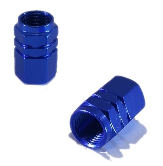Paire de bouchons de valves "ECROU" BLEU (6 couleurs)