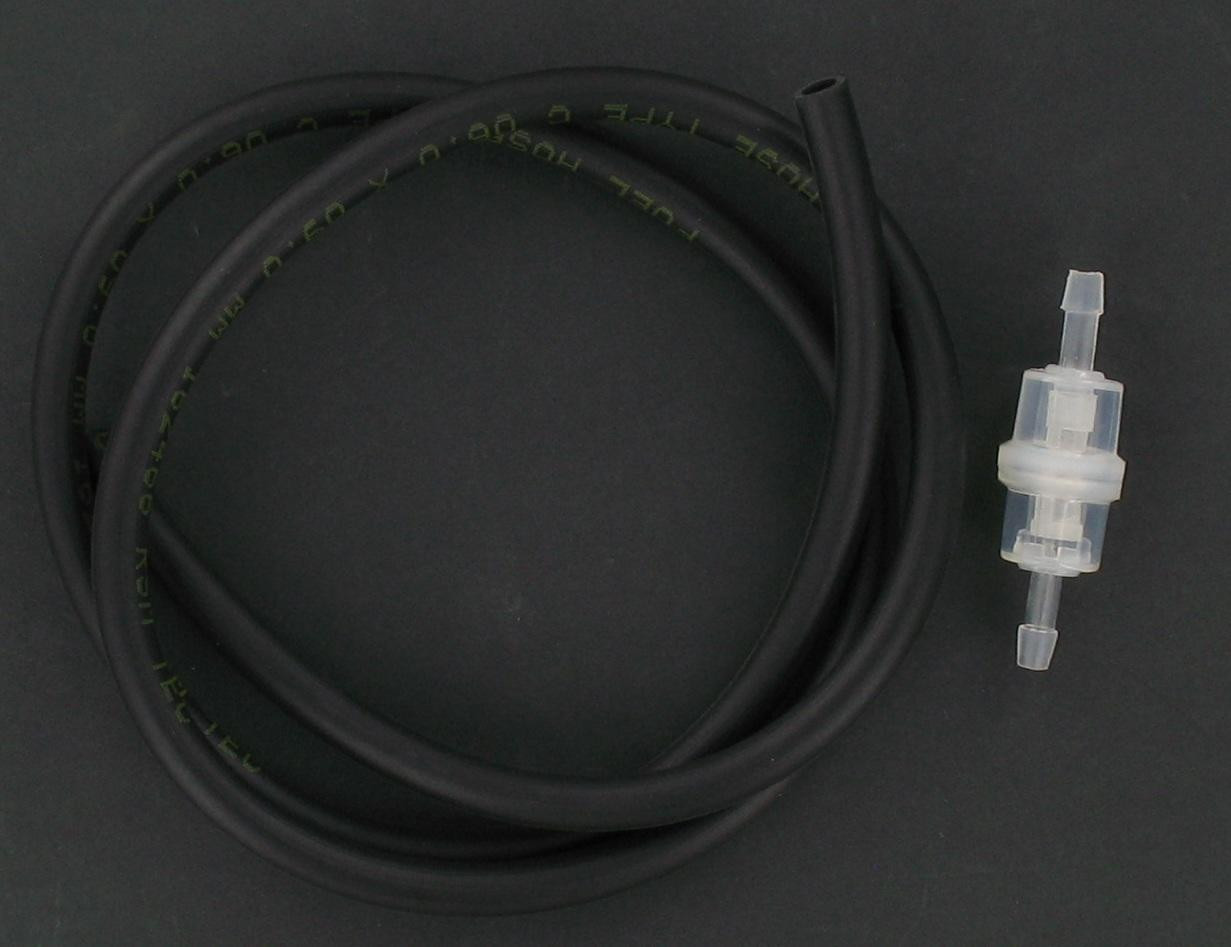 Kit durite essence 5x8 noire 1 mètre + filtre essence cylindrique D6