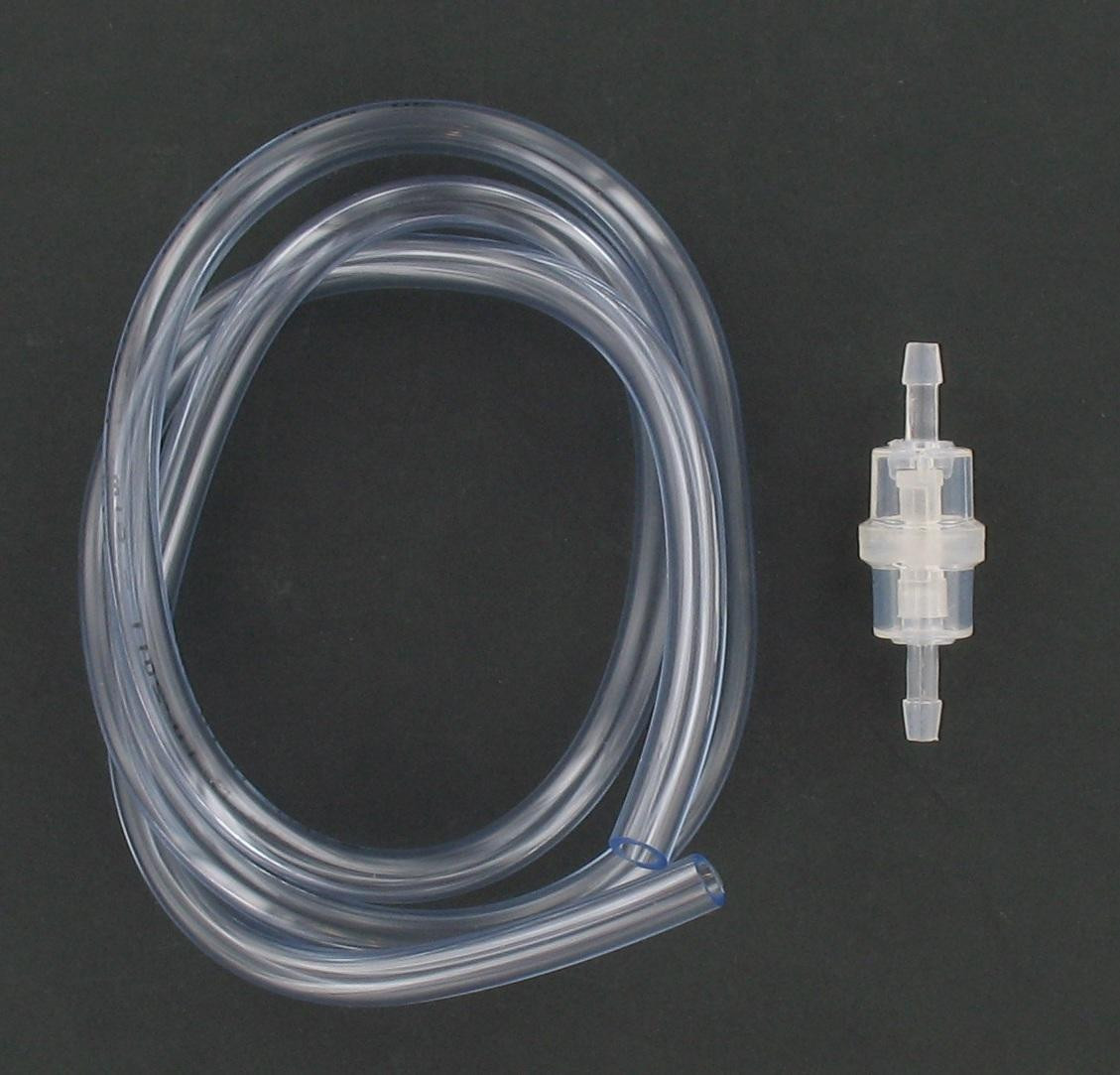 Kit durite essence 5x8 transparente 1 mètre + filtre essence cylindrique D6