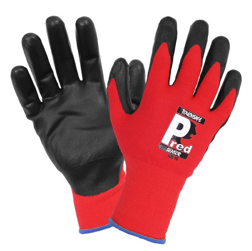 Paire de Gants d'Atelier TACTILES T10 (Nylon / ELASTANE ROUGE NOIR)