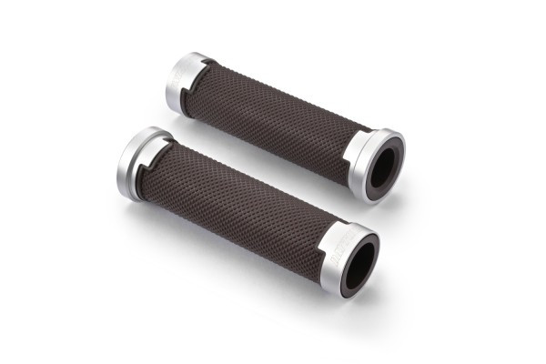 POIGNEE AVEC ALU."GGDM-BASE"7/8" MARRON&ARGENT,125MM - DAYTONA