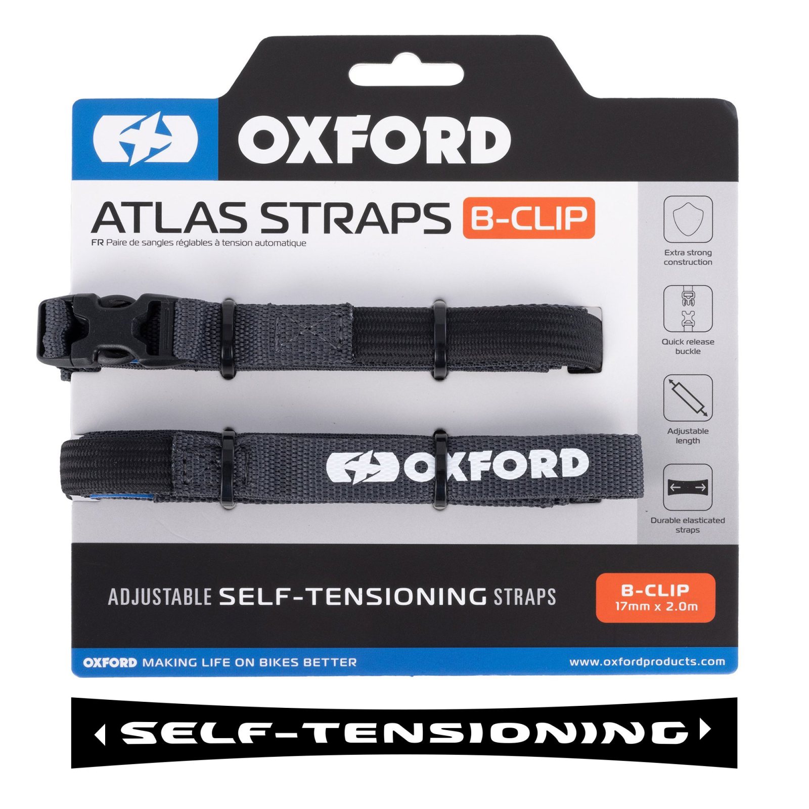 Sangles Atlas B-Clip 17mm x 2.0M Asphalt (Pair)
