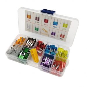 BRAZOLINE Coffret de 120 MINI FUSIBLES MOTO (9 puissances) Assortis + Pince